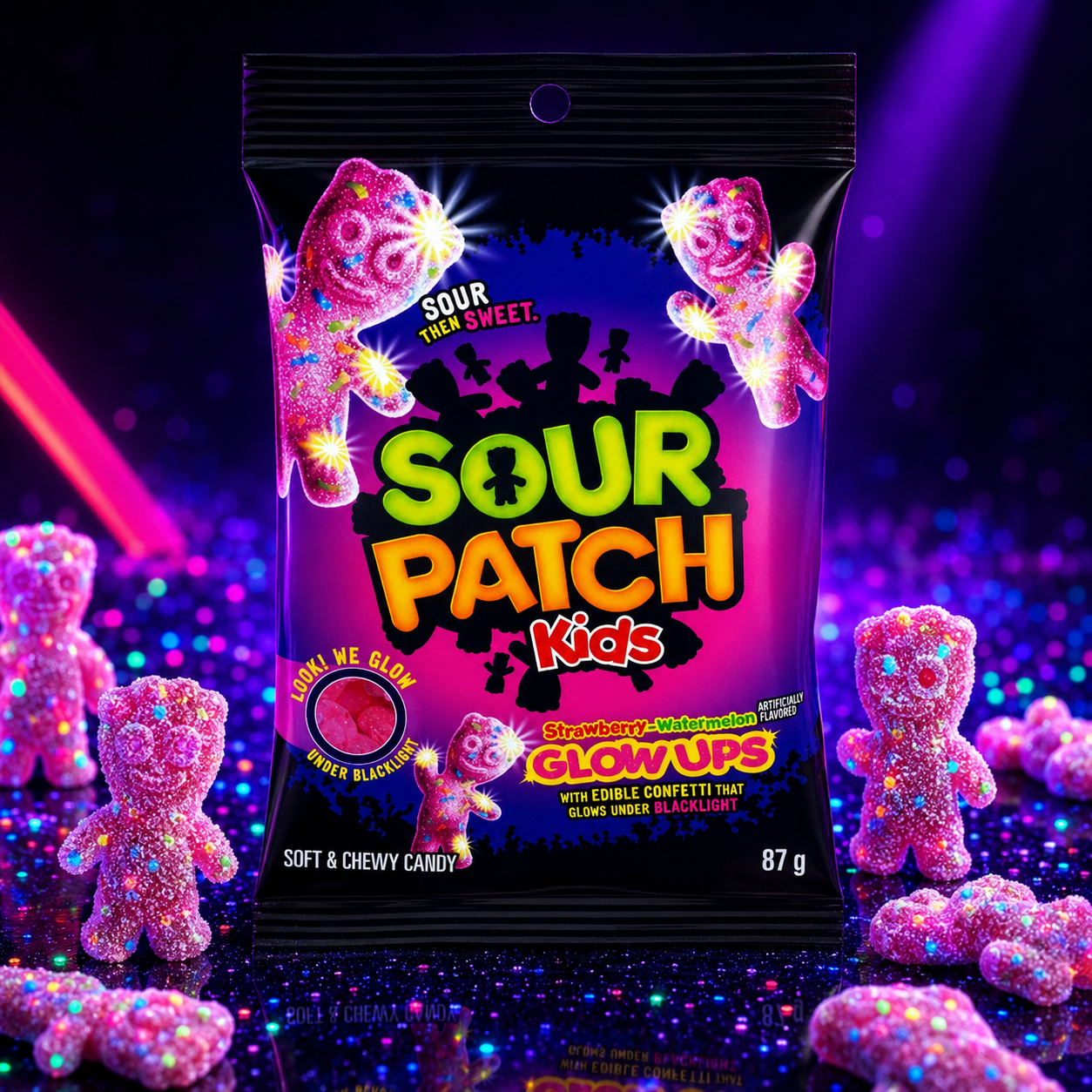 Sour Patch Kids Glow Ups 87 g – Saure Fruchtgummis – American Candy & Snacks – CANDYKÖNIG