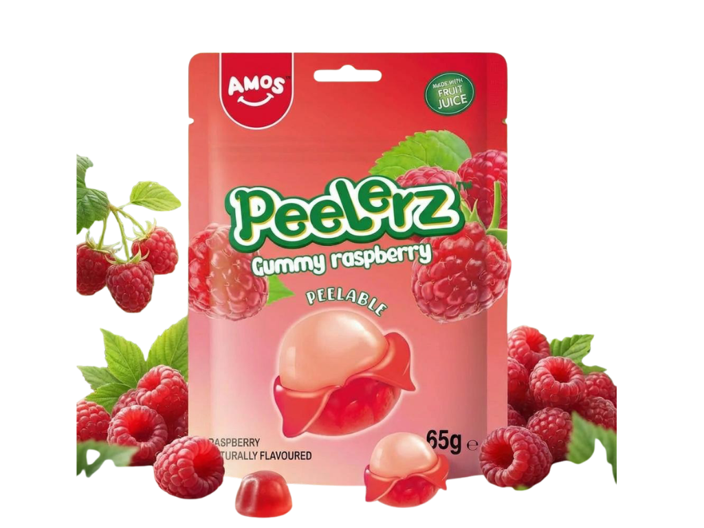 AMOS Peelerz Gummy Raspberry – 65 g – American Candy & Snacks – CANDYKÖNIG