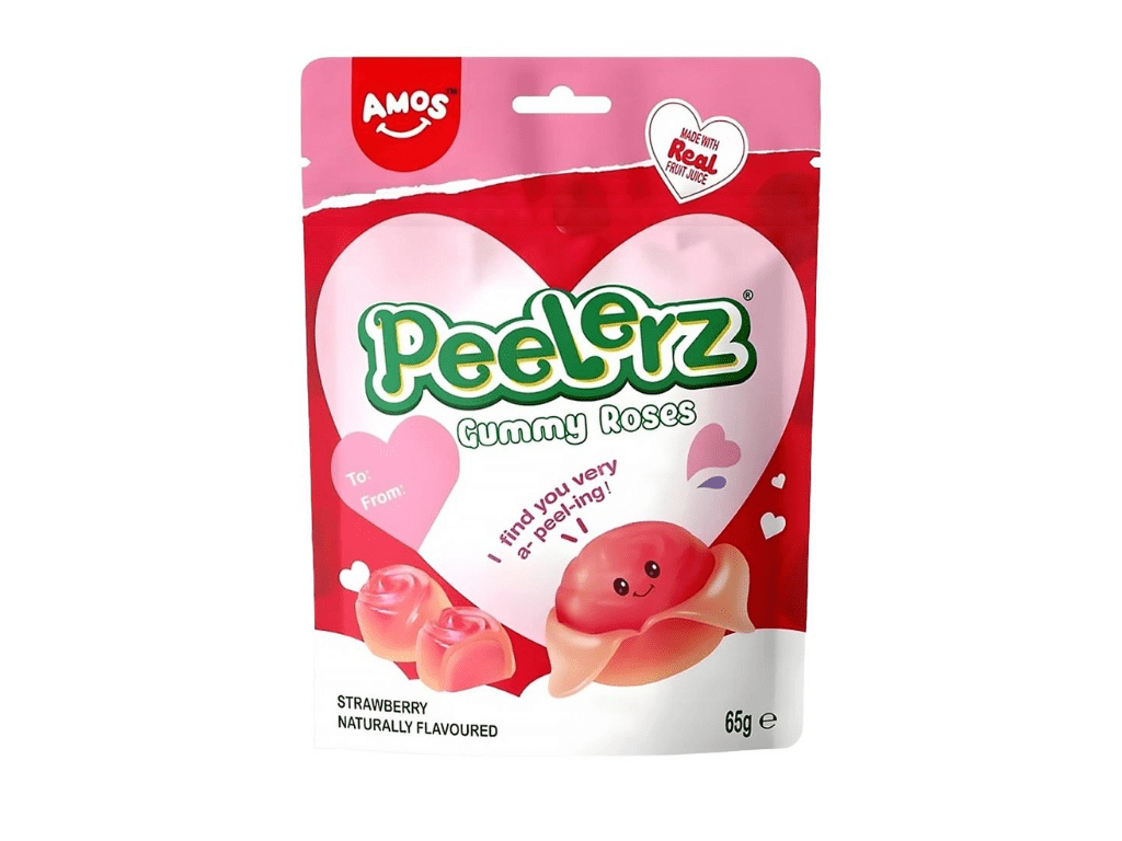 AMOS Peelerz Gummy Roses Strawberry – 65 g – American Candy & Snacks – CANDYKÖNIG