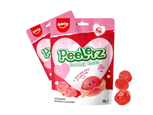 AMOS Peelerz Gummy Roses Strawberry – 65 g – American Candy & Snacks – CANDYKÖNIG