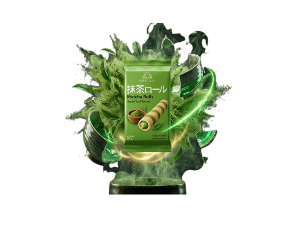 Bardollini Matcha Rolls – Waffelröllchen mit Matcha-Creme 120 g – American Candy & Snacks – CANDYKÖNIG
