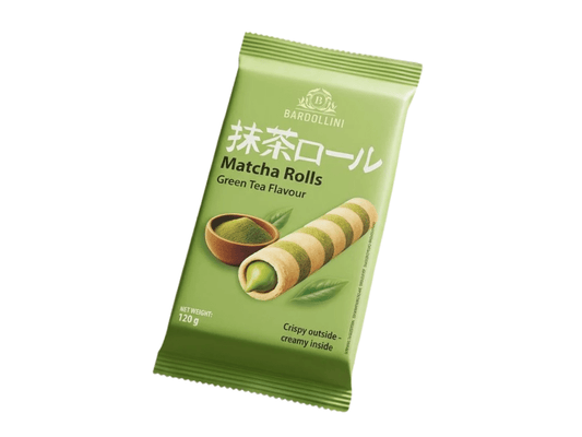 Bardollini Matcha Rolls – Waffelröllchen mit Matcha-Creme 120 g – American Candy & Snacks – CANDYKÖNIG