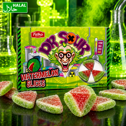 Dr. Sour Watermelon Slices 80 g – Saure Fruchtgummis – American Candy & Snacks – CANDYKÖNIG
