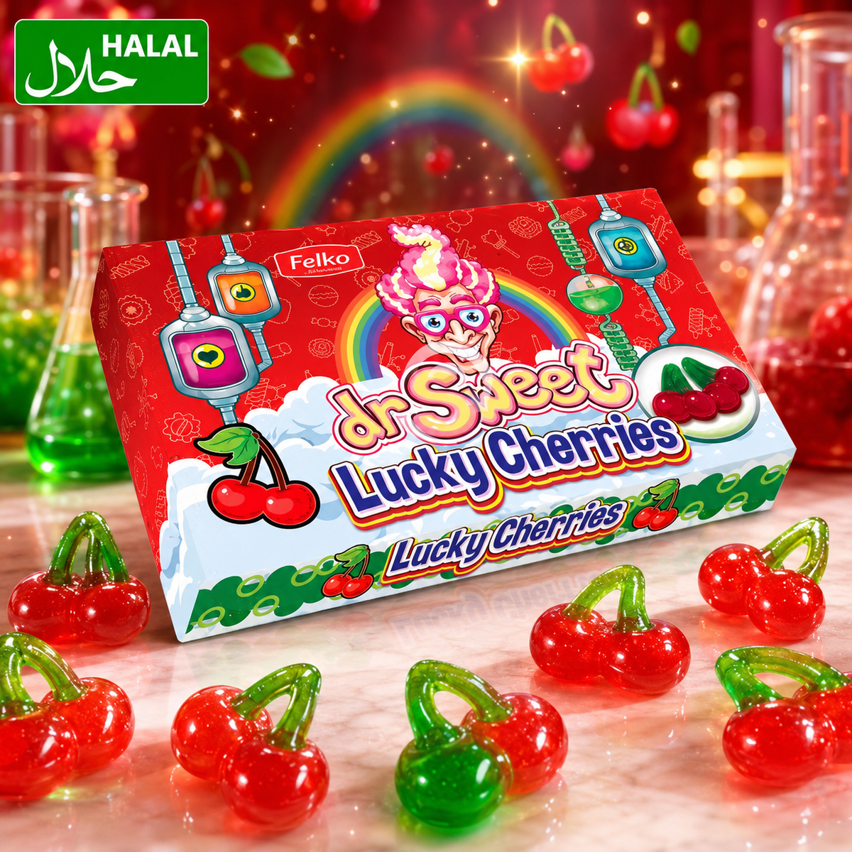 Dr. Sweet Lucky Cherries 80 g – Kirsch-Fruchtgummi – American Candy & Snacks – CANDYKÖNIG