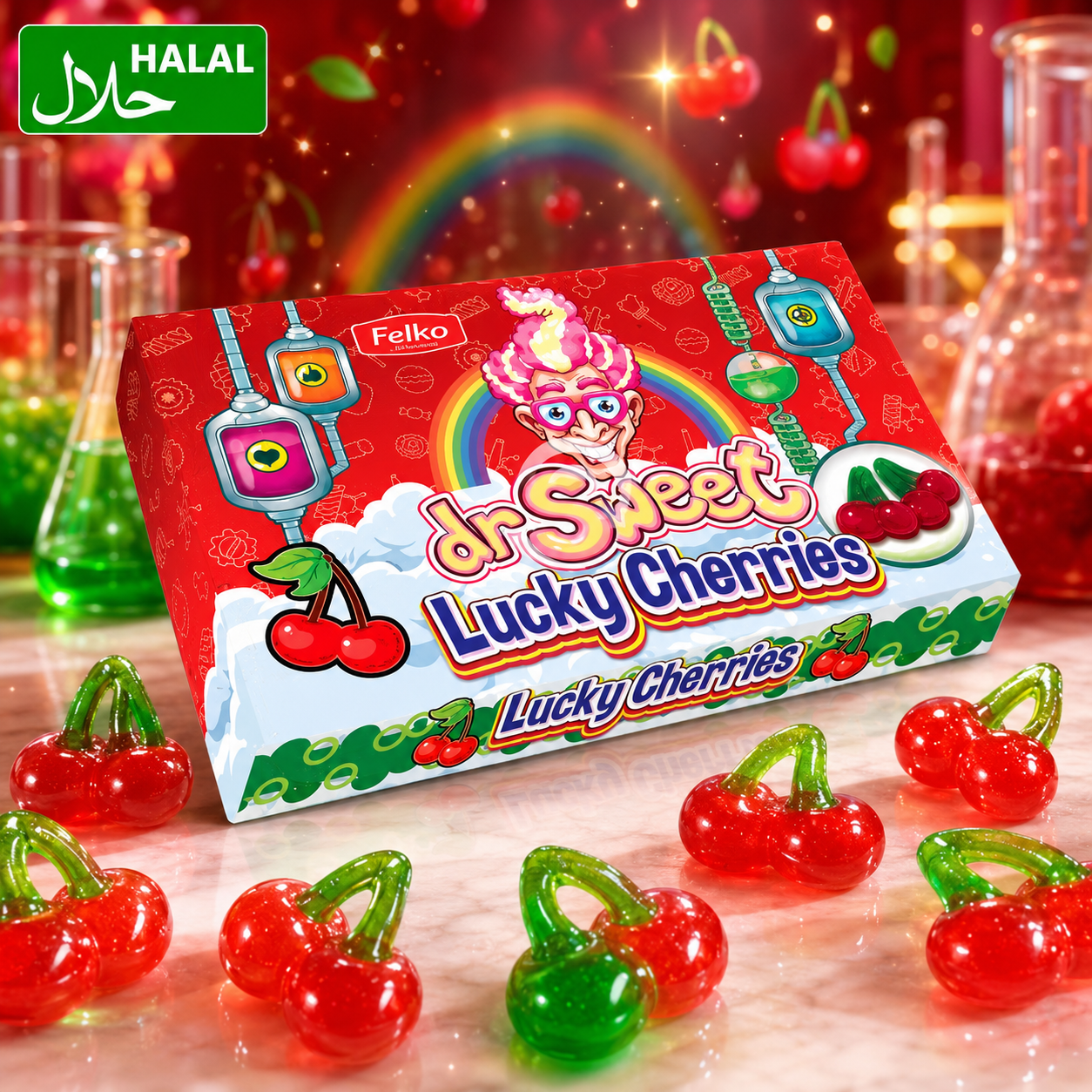 Dr. Sweet Lucky Cherries 80 g – Kirsch-Fruchtgummi – American Candy & Snacks – CANDYKÖNIG