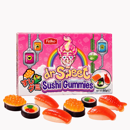 Dr. Sweet Sushi Gummies 60 g – Fruchtgummi in Sushi-Form – American Candy & Snacks – CANDYKÖNIG