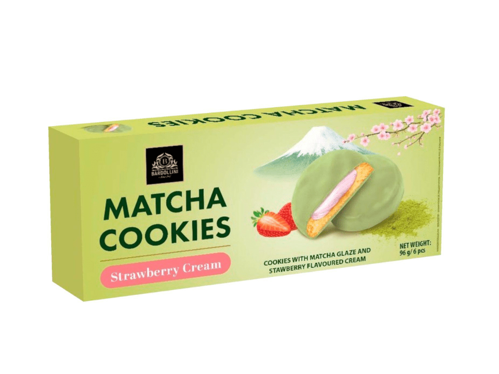 Matcha Cookies Strawberry Cream – Matcha-Kekse mit Erdbeercreme 96 g – American Candy & Snacks – CANDYKÖNIG