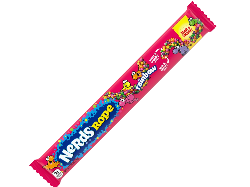 Nerds Rope Rainbow – Knusprige Nerds mit weichem Fruchtgummi 26 g – American Candy & Snacks – CANDYKÖNIG