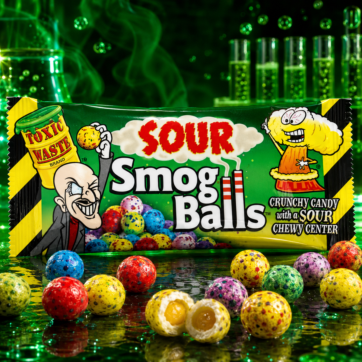 Toxic Waste Sour Smog Balls 48 g – Saure Bonbonkugeln – American Candy & Snacks – CANDYKÖNIG