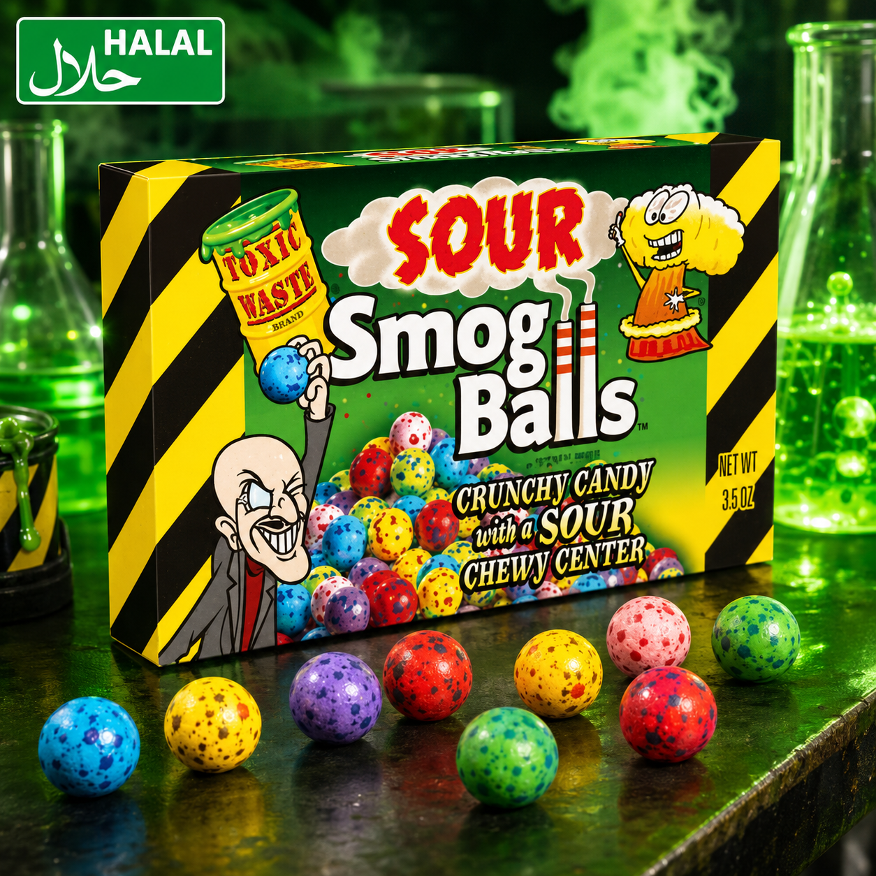 Toxic Waste Sour Smog Balls Theatre Box 85 g – Saure Bonbons – American Candy & Snacks – CANDYKÖNIG