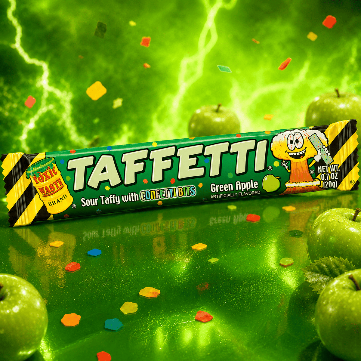 Toxic Waste Taffetti Green Apple 20 g – Saurer Taffy – American Candy & Snacks – CANDYKÖNIG