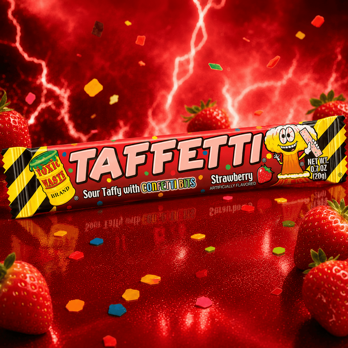 Toxic Waste Taffetti Strawberry 20 g – Saurer Taffy – American Candy & Snacks – CANDYKÖNIG