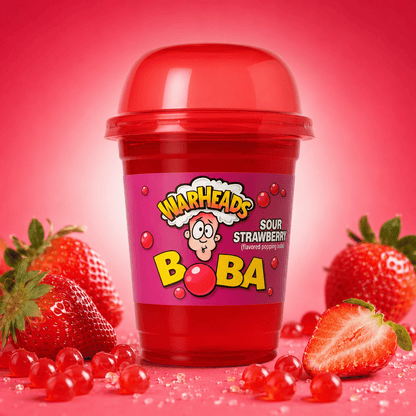 Warheads Boba Sour Strawberry 400 ml – Saure Erdbeer-Popping-Boba – American Candy & Snacks – CANDYKÖNIG