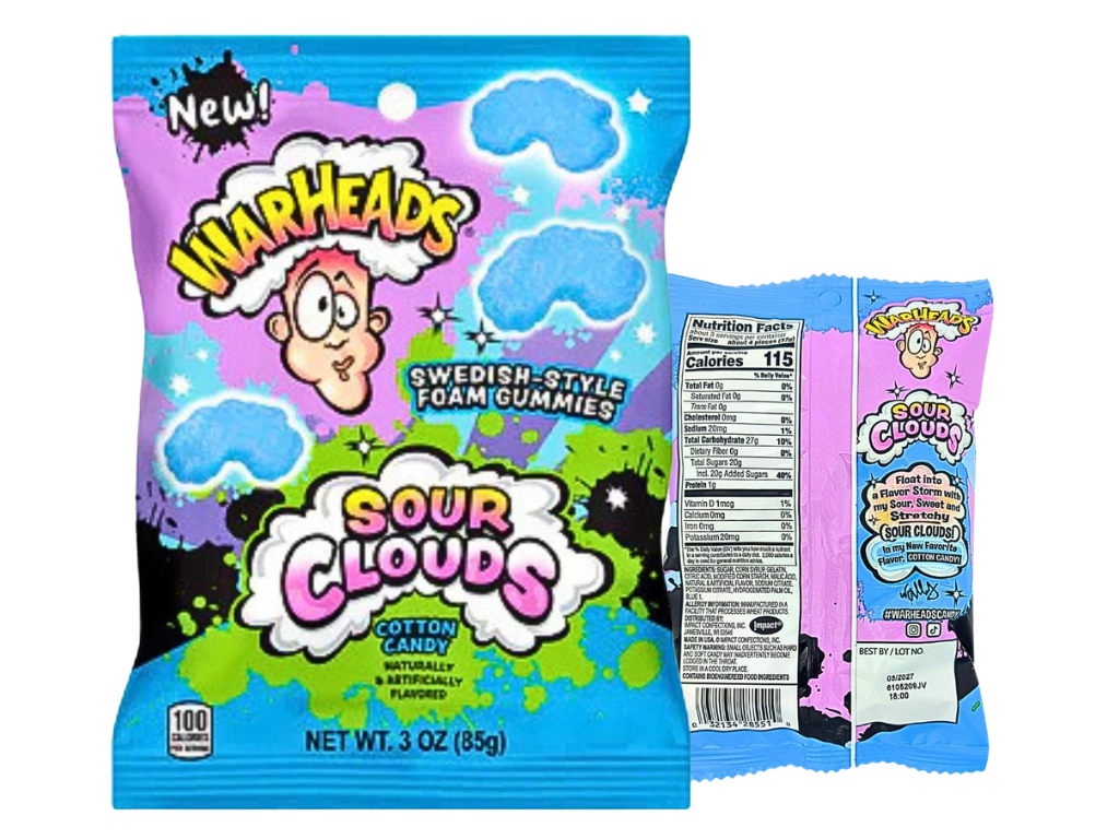 Warheads Sour Clouds Cotton Candy – 85 g – American Candy & Snacks – CANDYKÖNIG