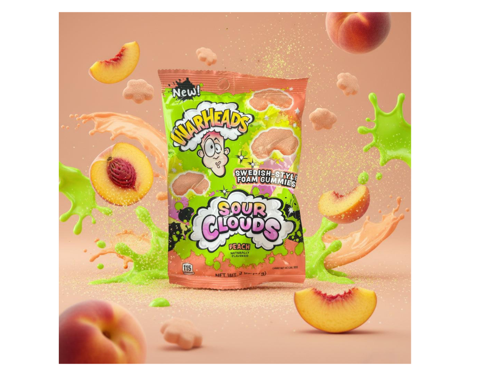 Warheads Sour Clouds Peach Flavored Foam Gummies – 85 g – American Candy & Snacks – CANDYKÖNIG