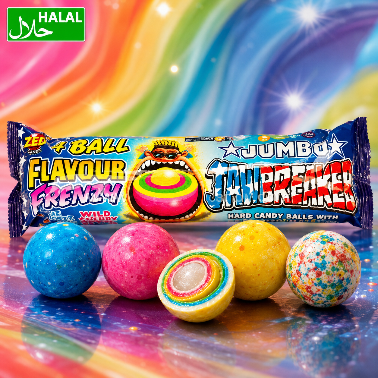 Zed Jumbo USA Jawbreaker 65,8 g – 4er-Pack – American Candy & Snacks – CANDYKÖNIG